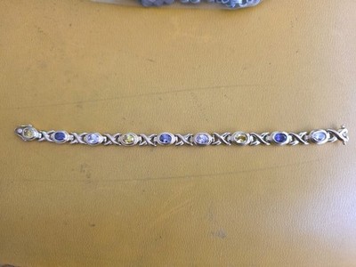 Sterling Silber X Stil Amethyst & Citrin 7'' Armband 