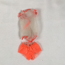 Vintage 1967 Barbie Orange Swim Shorts and White Mesh Coverup 1160