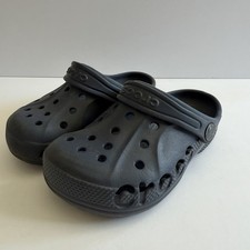 Crocs Baya Unisex Kids Dark Navy Blue Cutout Logo Slip On Clogs Size C10