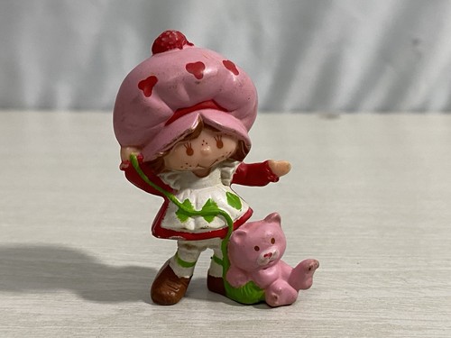 Vintage 2" Strawberry Shortcake mit Pudding Katze Mini PVC Figur 1980er