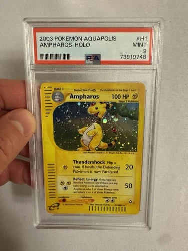 2003 Pokemon - Ampharos Holo Rare E Reader Aquapolis H1/H32 - PSA 9 Mint! WOTC