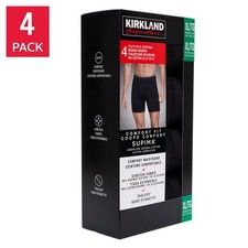 Kirkland Signature Men's Boxer Brief 4-Pack Supima Cotton Tagless Black NEW