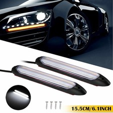 6" LED Headlight Strip Light DRL Sequential Flowing Turn Lamp Signal Amber White