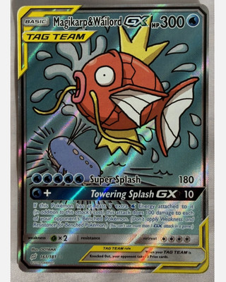 IN STOCK Magikarp & Wailord GX TAG TEAM Ultra Rare Full Art Holo 161/181 Team Up