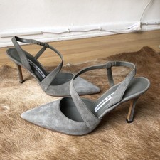Manolo Blahnik Talons En Daim Gris Pour Femme Taille 38,5