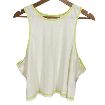 #ad BP NORDSTROM NWT Cropped Muscle Tank Top White Neon Trim Size 3X Fitted $3.97