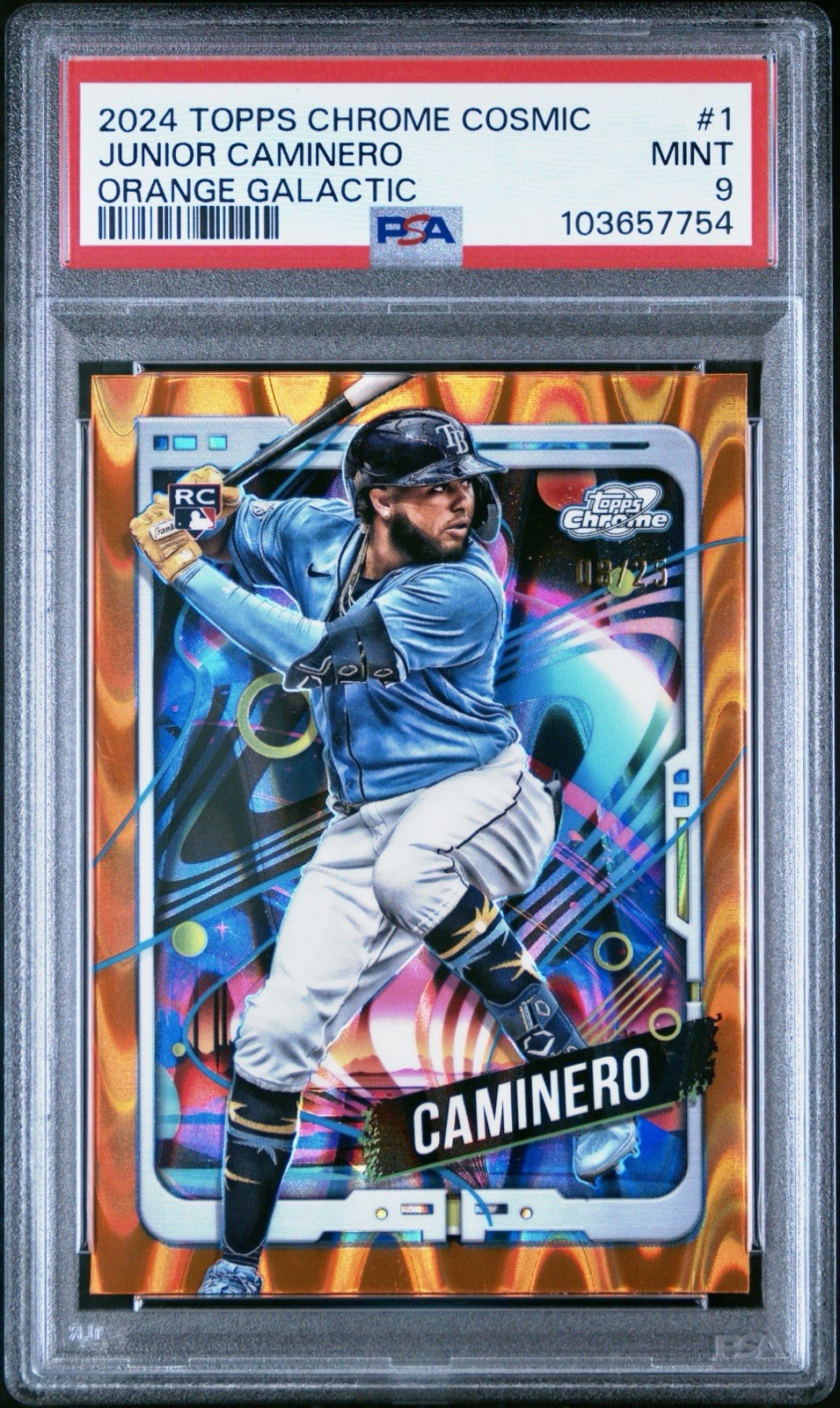 2024 Topps Cosmic Chrome - Junior Caminero #1 Orange Galactic Refractor /25 (RC)