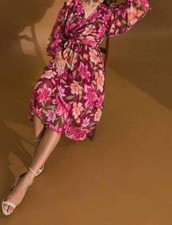 Flying Tomato Sunset Garden Pleated Midi Dress Size L