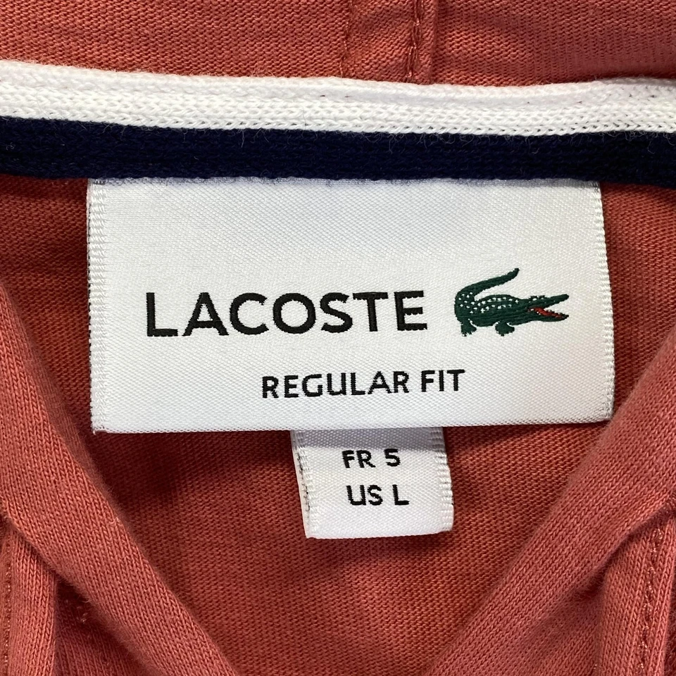 Sudadera con Capucha Lacoste Para Mujer Grande Roja Calce Regular Pullover Bolsillo Canguro TH9349 Foto 2 de 4