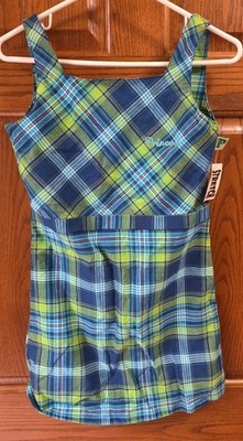 VTG Princess Collection Y2K Girls Plaid Dress Sz 14/16 Embroidered Blue Green