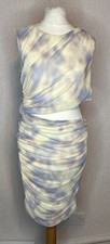 Zara womens tulle dress sz L stretch wiggle cut out pastel multicolour rouched