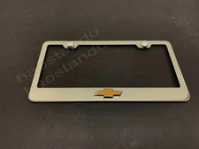 1x BOWTIE LOGO 3D Emblem Stainless Steel License Plate Frame Car Tag Holder