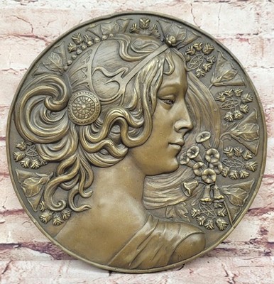 Art Nouveau Hand Made Bas Relief Egyptian Style Queen Bronze Masterpiece Gift