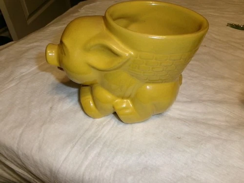 VINTAGE FRANKOMA POTTERY YELLOW PIG PLANTER