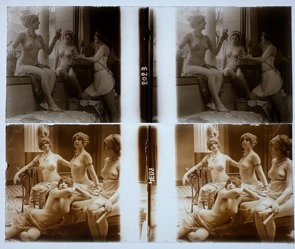 ATRIUM RICHARD FEMMES NUS ARTISTIQUES 2 PLAQUES STEREOSCOPIQUES 45x107 VERRE - Photo 1/1