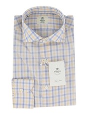 500 Luigi Borrelli Yellow Plaid Cotton Shirt - Slim - LB328265