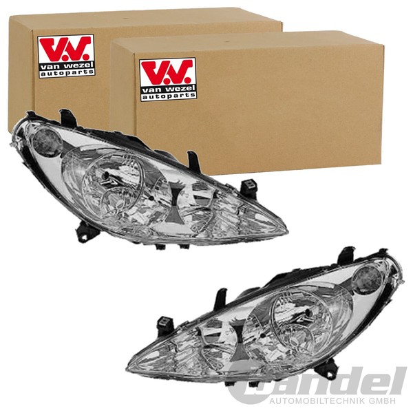 2X Van Wezel H7/H1 Scheinwerfer Set Links+Rechts Passend FüR Peugeot 307-image
