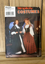 Simplicity Costume Pattern 8855 Scottish Lass Dress  Hat UNCUT
