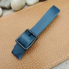 Blue Italian Leather Pocket Watch Fob Strap & Black Solid Buckle