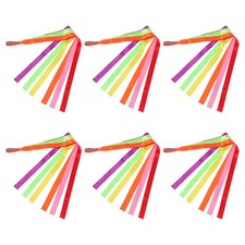 6pcs Rainbow Dance Ribbons: Rhythm Ribbons Wrist Streamers Hand Held Rhythm