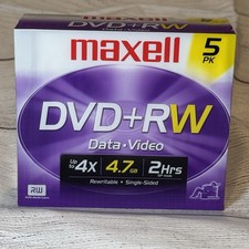 Maxell DVD-RW 4.7GB 4X 2 HRS ReWritable Data Video Blank Discs 5 Pack Sealed