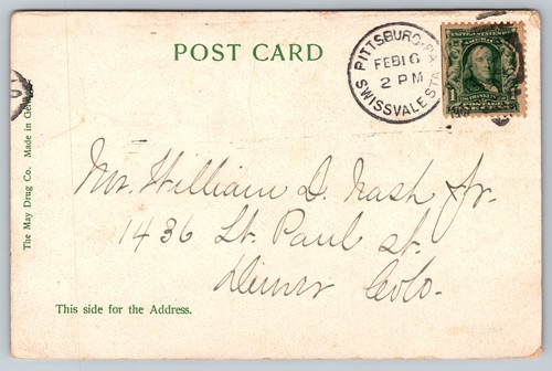 Postkarte Pennsylvania Pittsburgh Stahlindustrie Ofen verschickt Swissvale Station - Bild 2 von 2