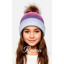 Northeast Outfitters Beanie Youth One Size Pink NEW Ombre Faux Fur Pom Pom Hat