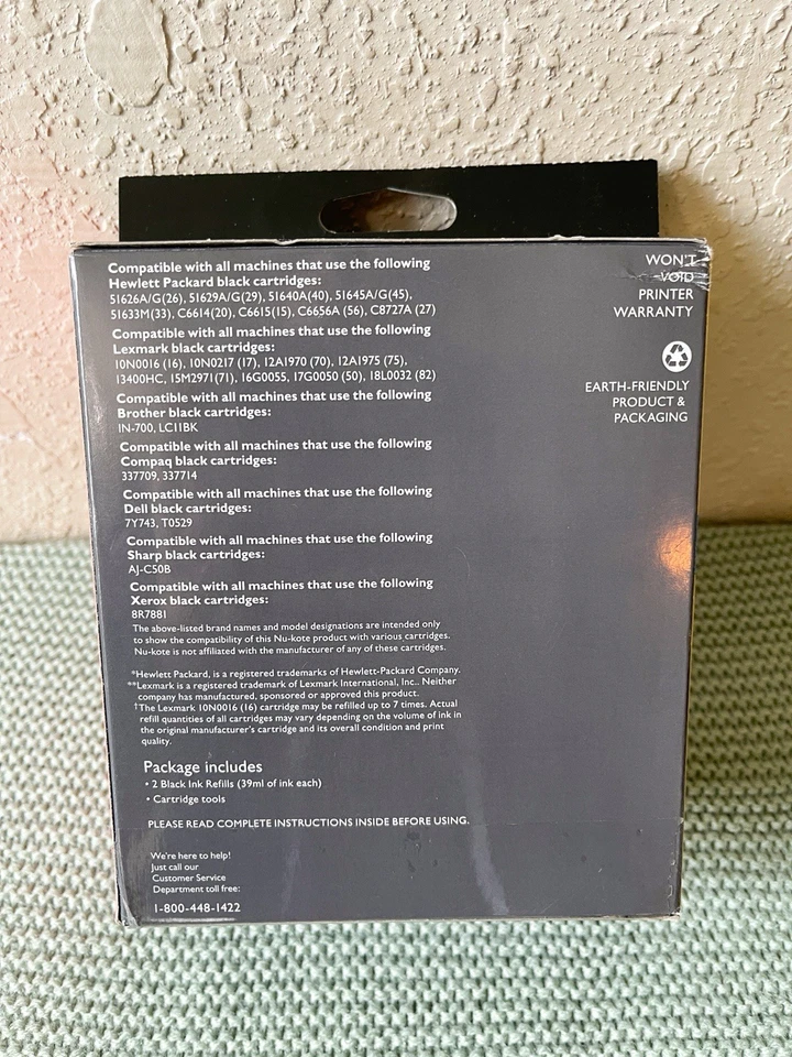 NU KOTE INK JET REFILL KIT RF196 HEWLETT PACKARD LEXMARK BLACK-NIB - Image 4 of 4