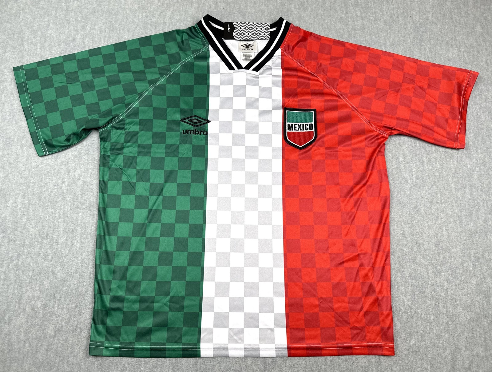 Mexico Jersey Mens Large Multi-Color National Team Soccer Umbro Check Shirt