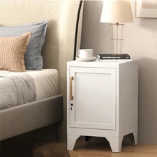 Metal Lockable Kitchen Cupboard Living Room Storage Cabinet w/ Adjustable Shelf