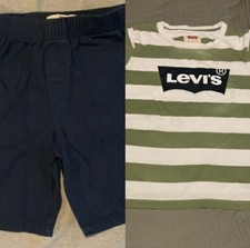 Levi s Kids Set Green Striped T-Shirt Navy Pants Size 7 Yrs. Boys