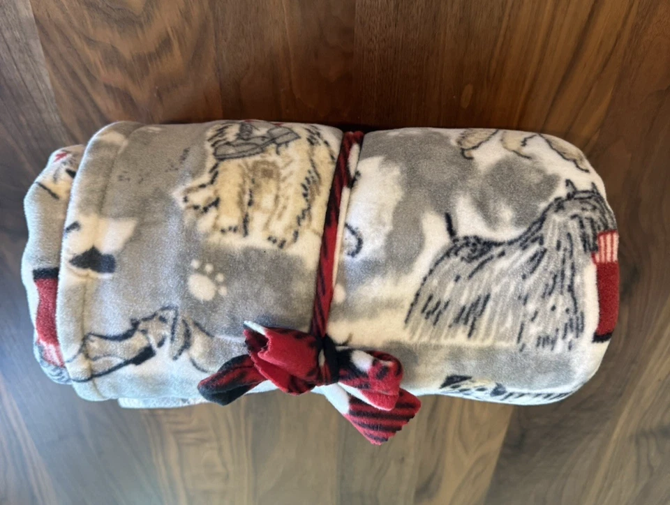 Tiro polar reversible de doble capa para razas de perros 68x57 con correa, espalda a cuadros roja Foto 3 de 4