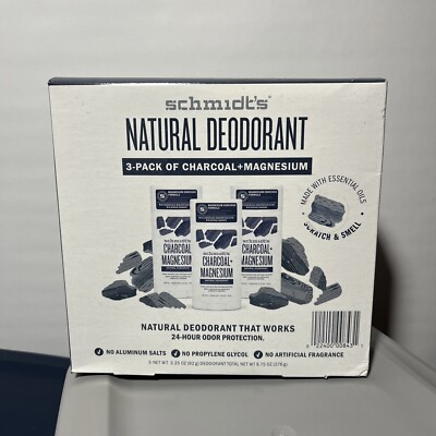1 PK OF 3 SCHMIDT'S NATURAL DEODORANT CHARCOAL + MAGNESIUM 3.25OZ EA NIB SEALED