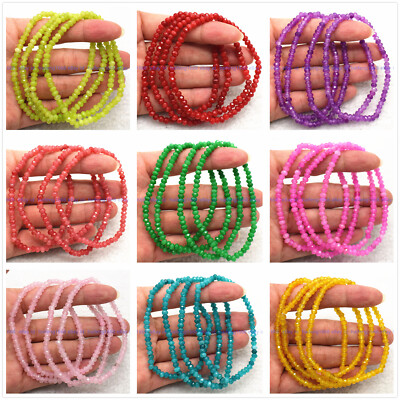 Großhandel 4 Stück 2x4mm Rondelle Facettiert Edelstein Elastisch Armband 19cm