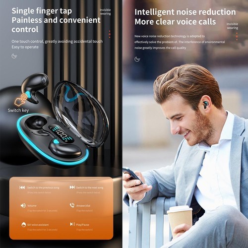 Sleep Dedicated X55 Bluetooth Earphones Digital Display Mini Noise Reduction N2 - Picture 16 of 28