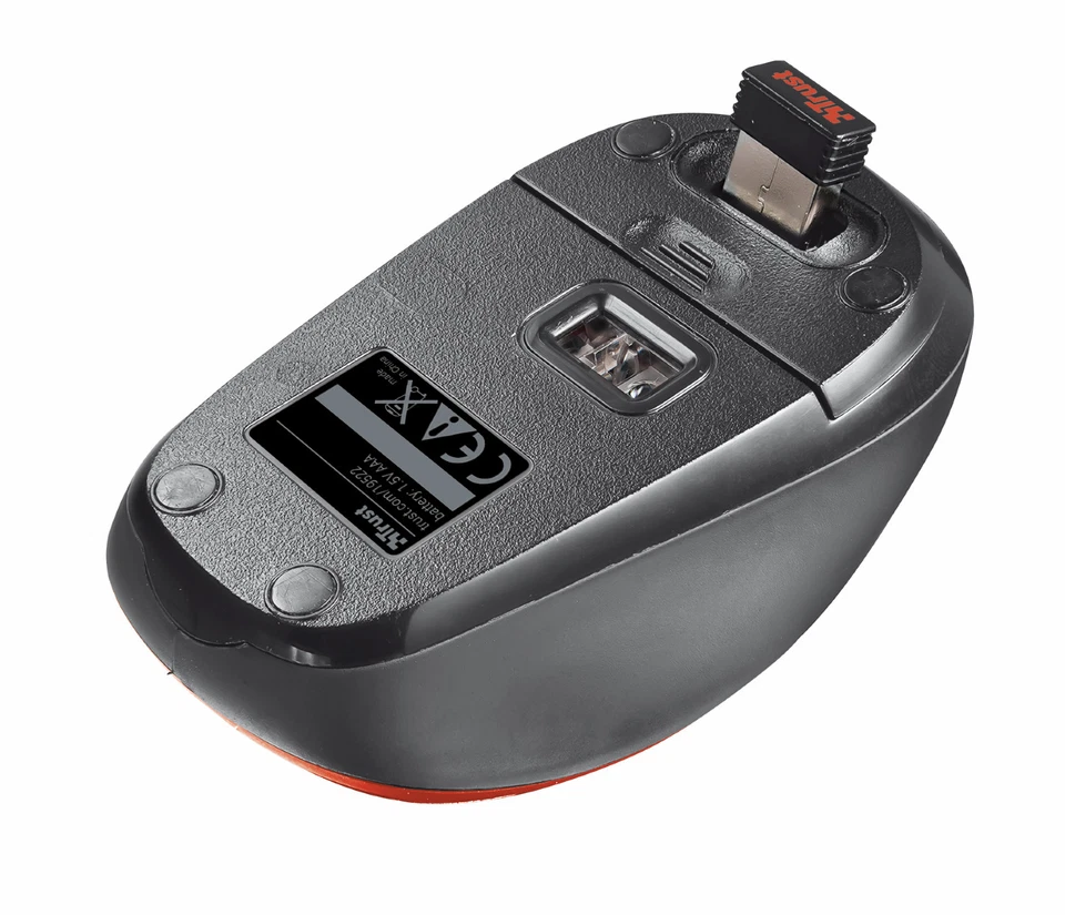 TRUST 19522 YVI RED WIRELESS 800/1600DPI MOUSE, SPEED BUTTON & STORABLE RECEIVER - Image 2 of 4