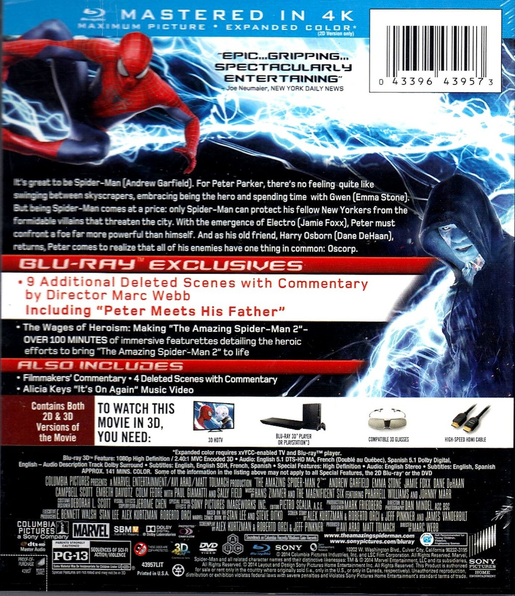 The Amazing SpiderMan 2 - 3D - Emma Stone, Jamie Foxx - New 3D +