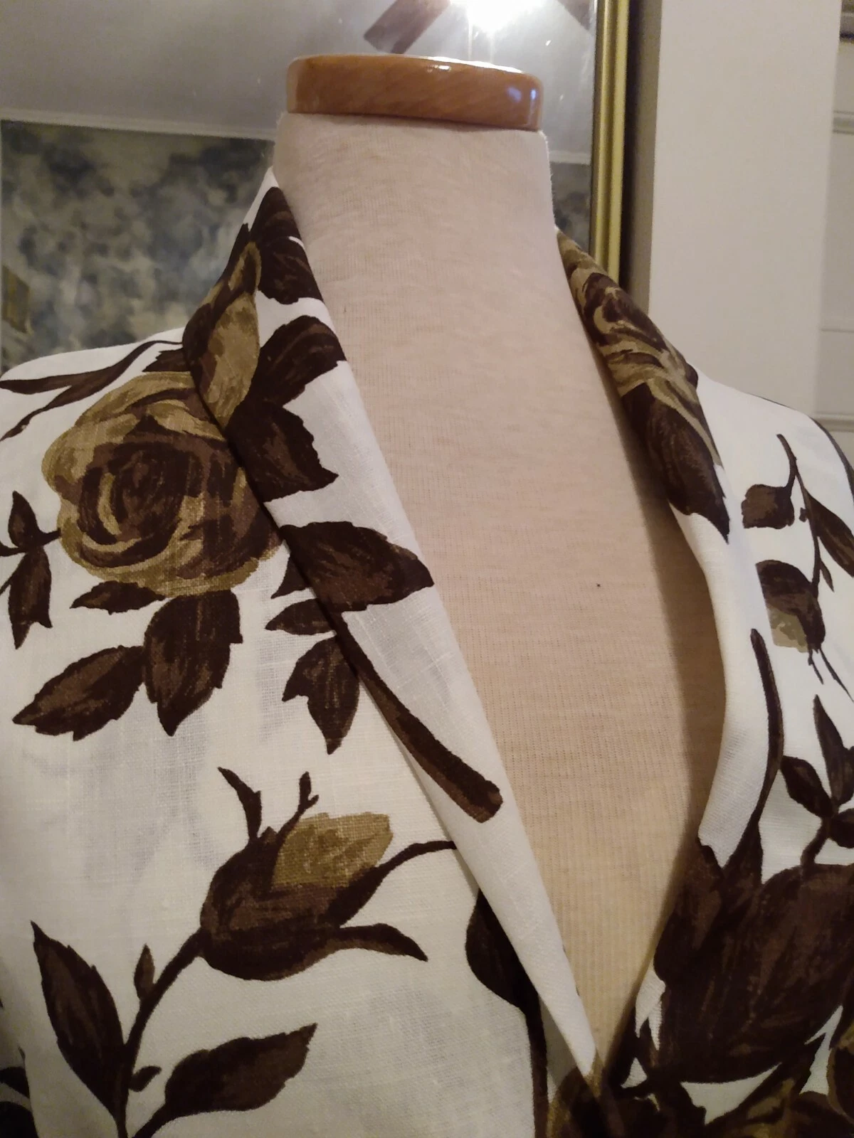 OFF WHITE ABITI ESTIVI 4YDS CHIC ED ELEGANTI BIANCO SPORCO MARRONE RICCO LINO FLOREALE COTONE