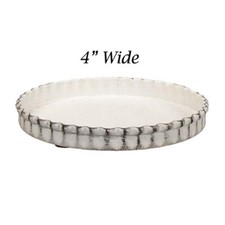 Chippy White Cottage Chic Fluted 4" Candle Pan, Tray ... Primitive Farmhouse
