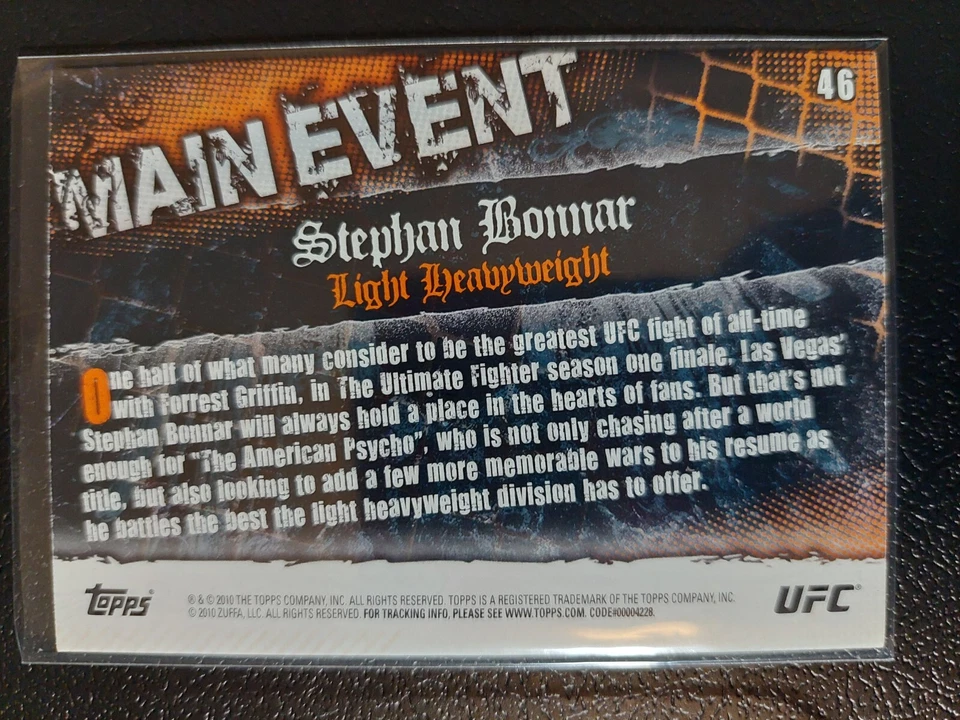 Stephan Bonnar #46 2010 UFC Main Event Thick Gold Parallel - Image 2 of 2
