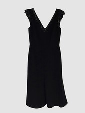 $220 Ralph Lauren Women's Black V-Neck Sequin Trimmed Sheath Dress Size 4
