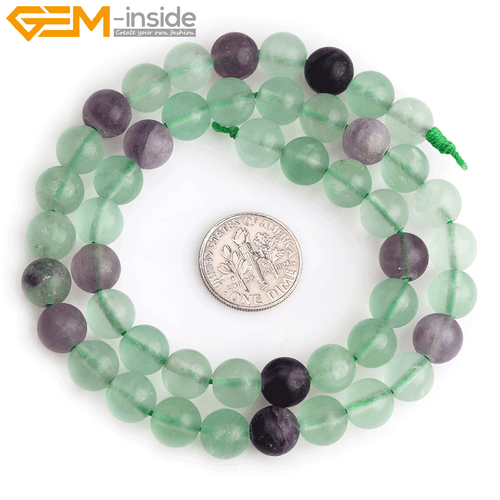 Natural Forested Round Chakras Beads Green Purple Fluorite Quartz Jewelry 15" - Picture 10 of 28