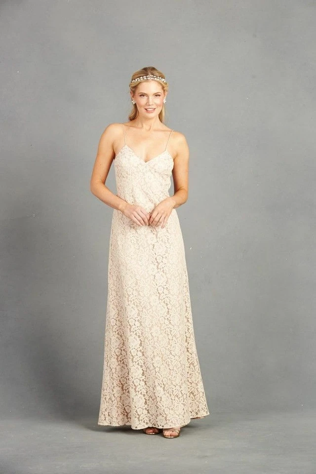 Donna Morgan GIA Vintage FAWN Vestido de Encaje BHLDN Dama de honor Vestido de Boda 8 Foto 2 de 4