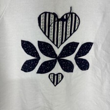 Vintage 90s Grandma Core Sweatshirt Adult Large USA Made White Heart Patchwork