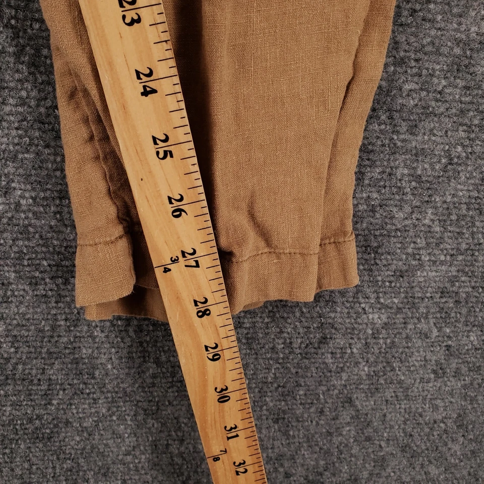 C&C California Pants Womens M Medium Brown Linen Elastic Waist Pull On Ankle - Image 4 of 4