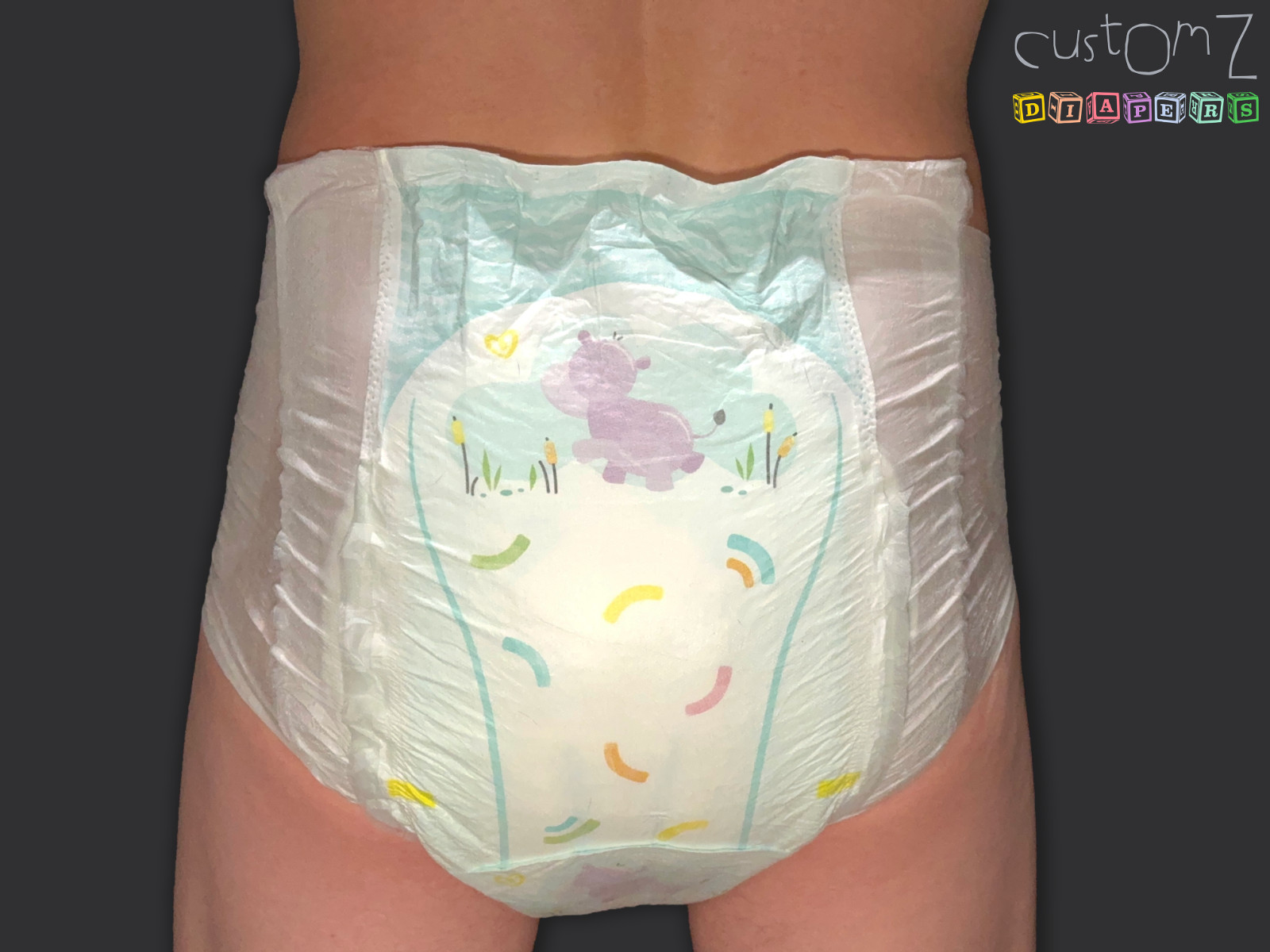 CustomZ Happy Hippo ABDL Adult Baby Diaper Nappy 1 x Nappy Don’t