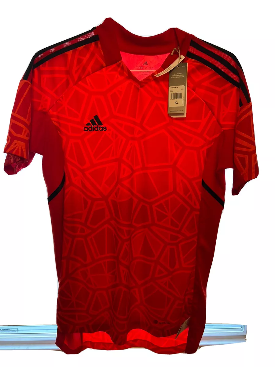 Adidas Condivo 22 Goalkeeper Short Sleeve Jersey Men's Soccer T-Shirt  Red H21238