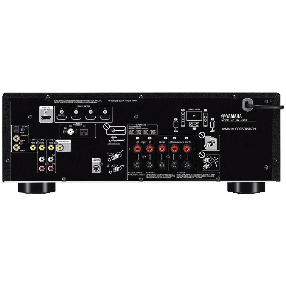 Yamaha RX-V385 5.1 Channel Home Theater Receiver with Bluetooth 100 Watts per Ch - Image 3 of 3