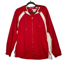 Nike Golf Fit Storm Full Zip Hooded Windbreaker Jacket Pink White Pockets Large