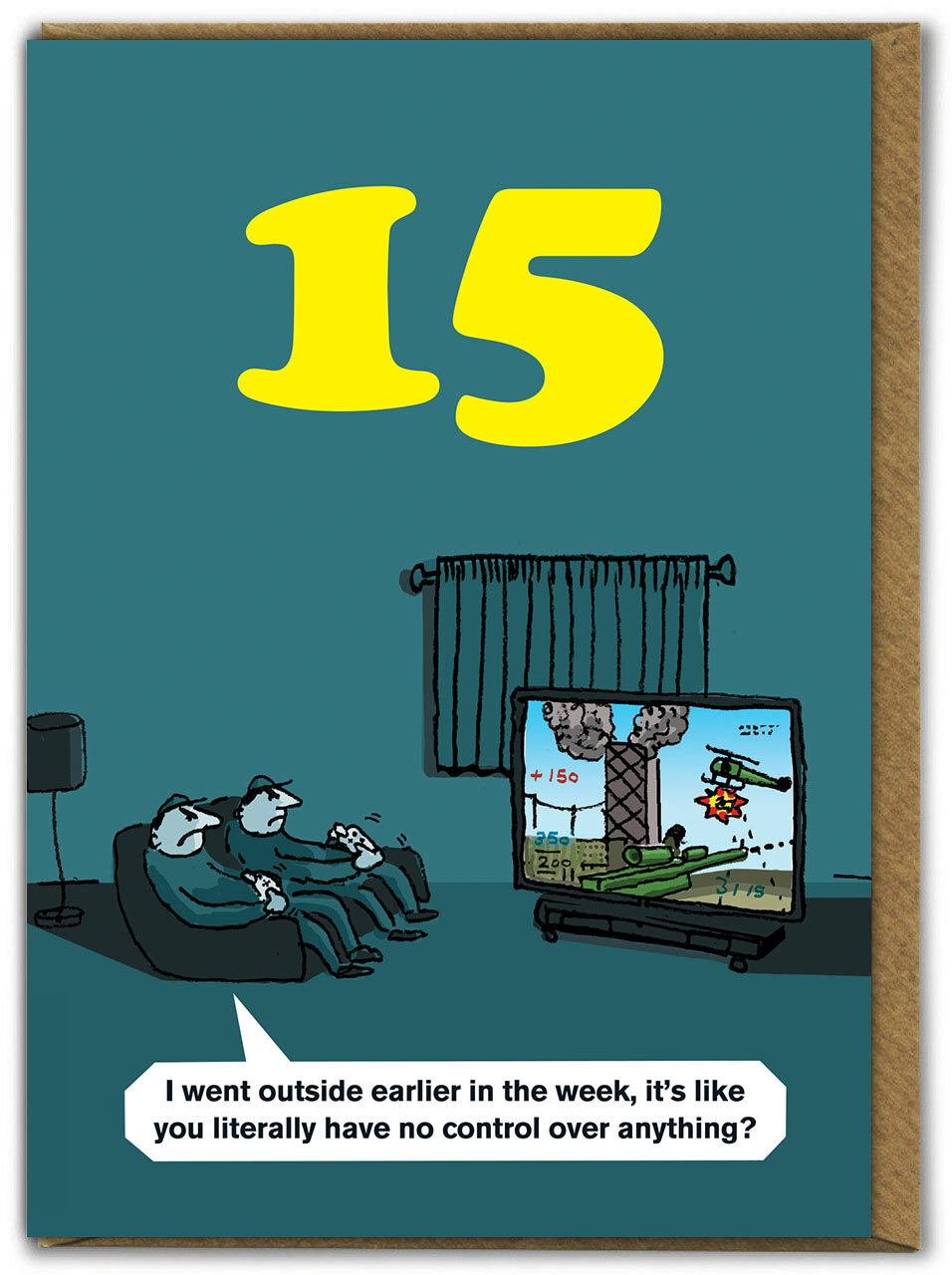 Funny 15th Birthday Card Age 15 'Gamer' Hilarious Cartoon Comedy Teenage Humour